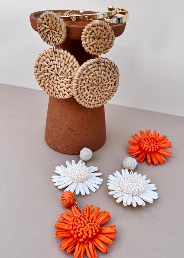 Lulu Orange Flower Earrings