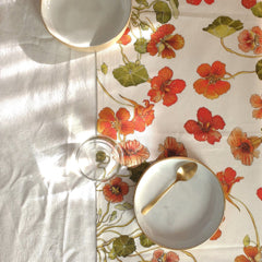 Coral Bloom Nasturtium Table Runner