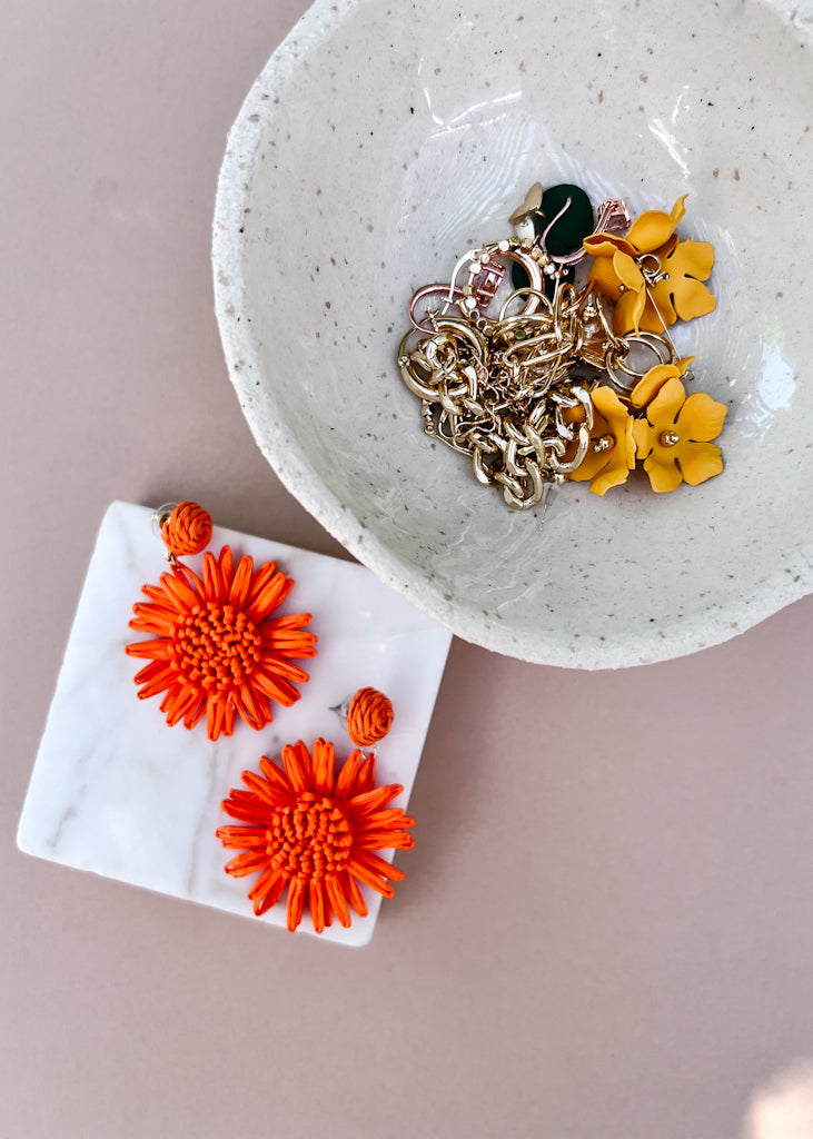 Lulu Orange Flower Earrings
