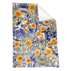 Coral Bloom Marigold & Delft Cotton Tea Towel