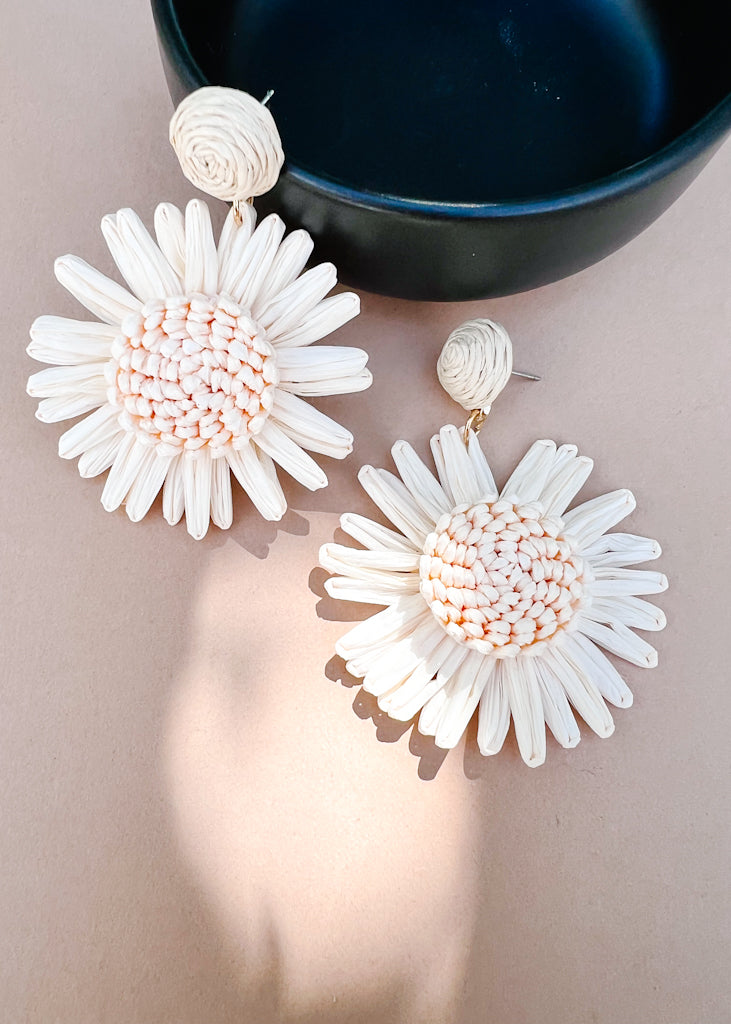 White Flower Earrings