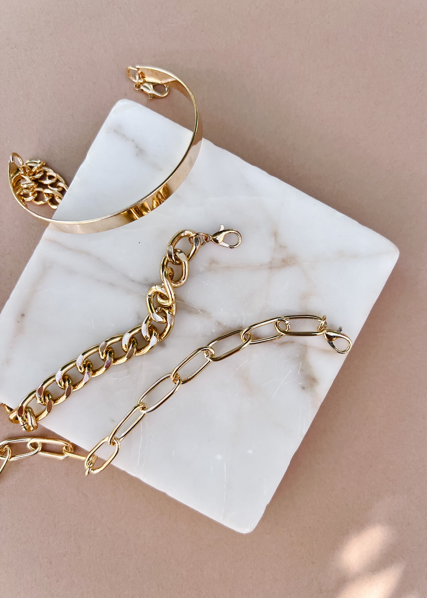 Gold colour chain bracelets