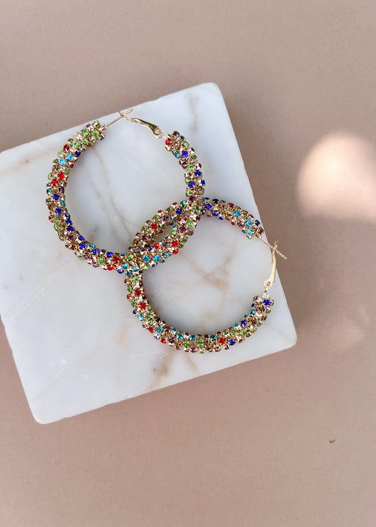 Lulu Rainbow Rhinestone Earrings