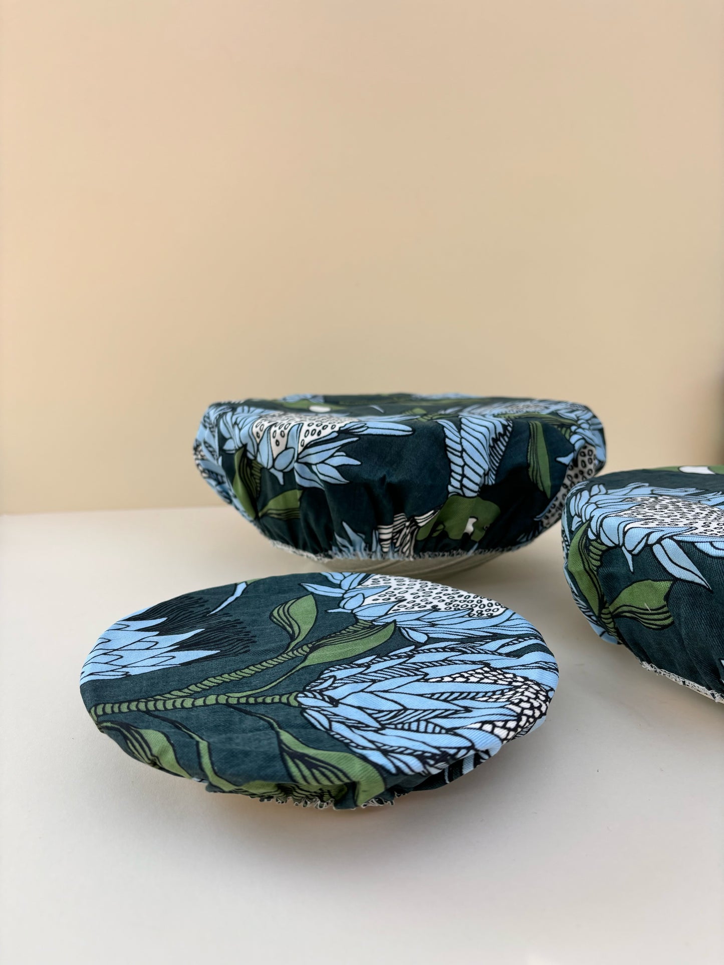 Bowl Covers Gift Set, Protea Blue on Gunmetal