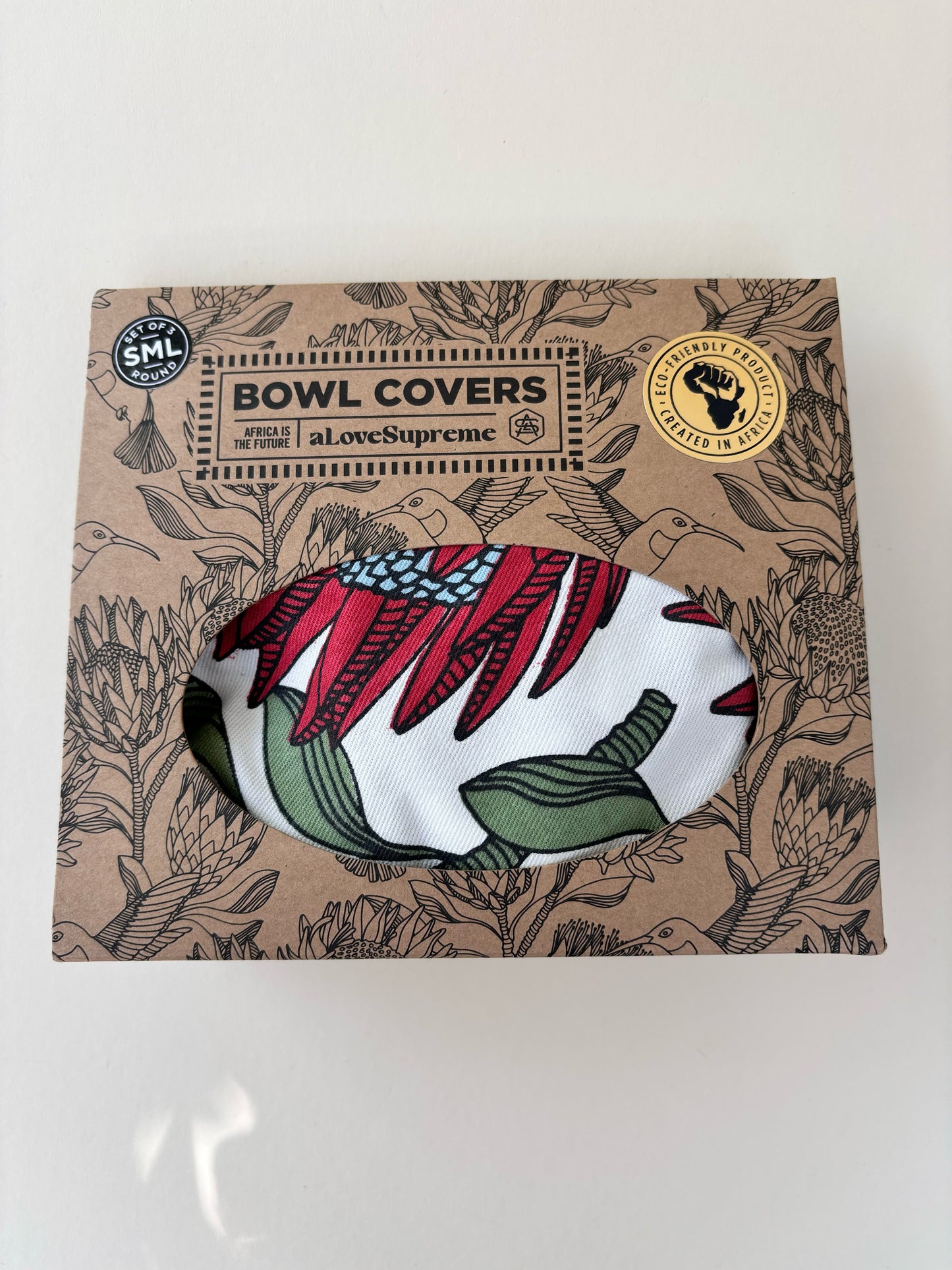 Bowl Covers Gift Set, Protea Red on White