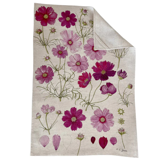 Pink Cosmos Tea Towel